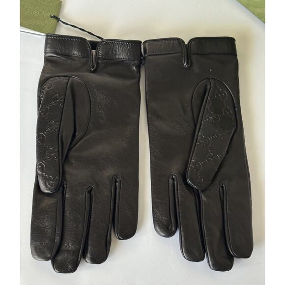 Gucci GG Women's Nappa Leather Gloves Black Size 10 Made in Italy 434211 NWT - Picture 6 of 15
